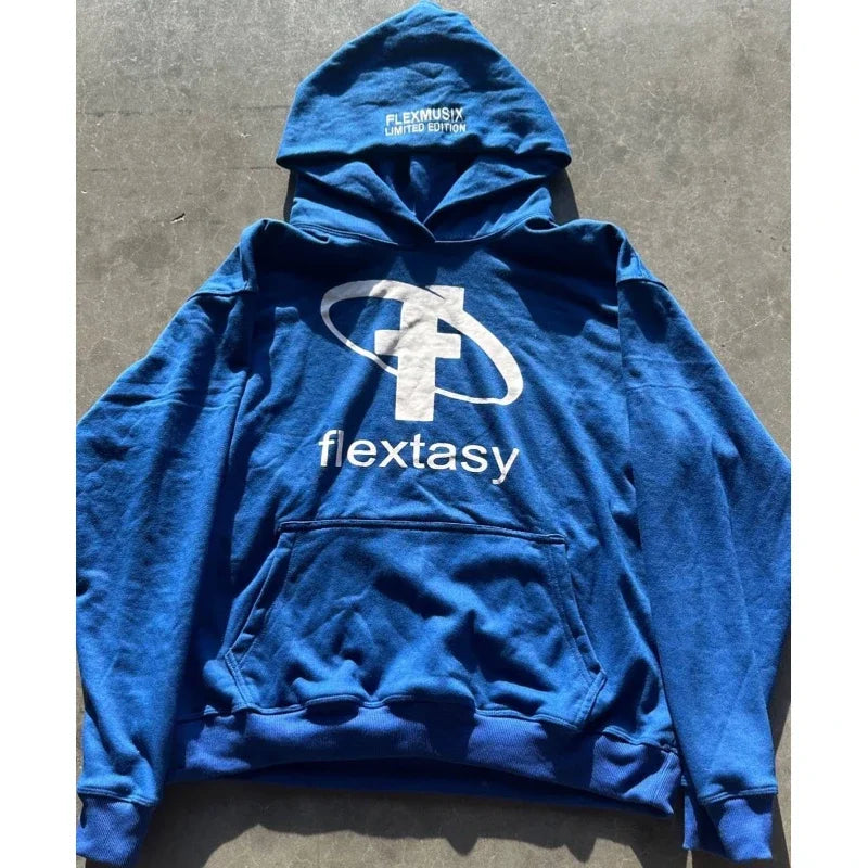 2000s Fashion Harajuku Hoodie Print Casual Gothic Klein Blue Streetwear Unisex New Trendy Hip Hop Sweatshirt Oversized Clothes