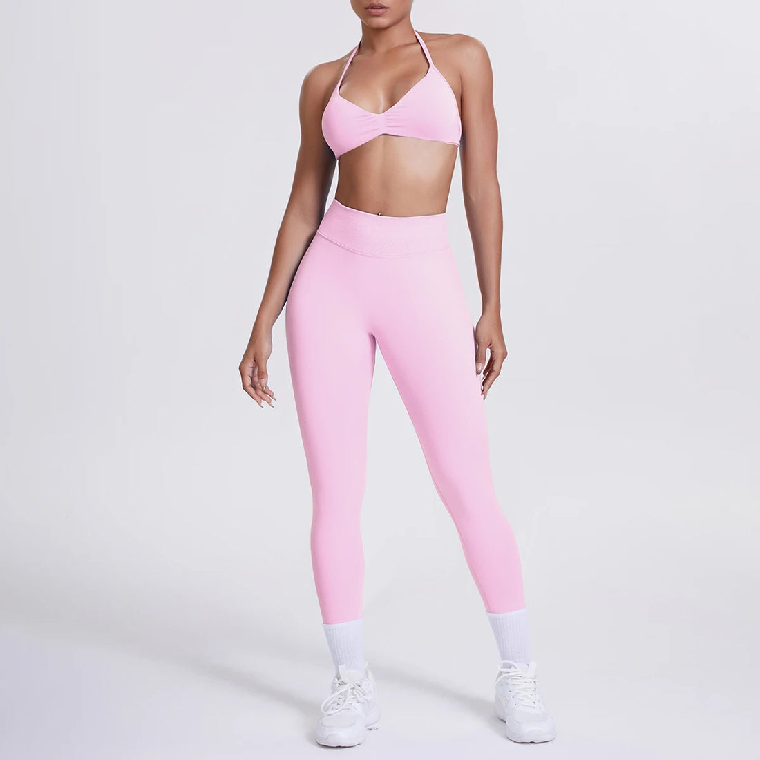 Women 2pcs Patchwork Sport Yoga Suit Training Sleeveless Sport Gym Tops Tummy Control Slimming Booty Leggings Yoga Suit Sports - ATFH