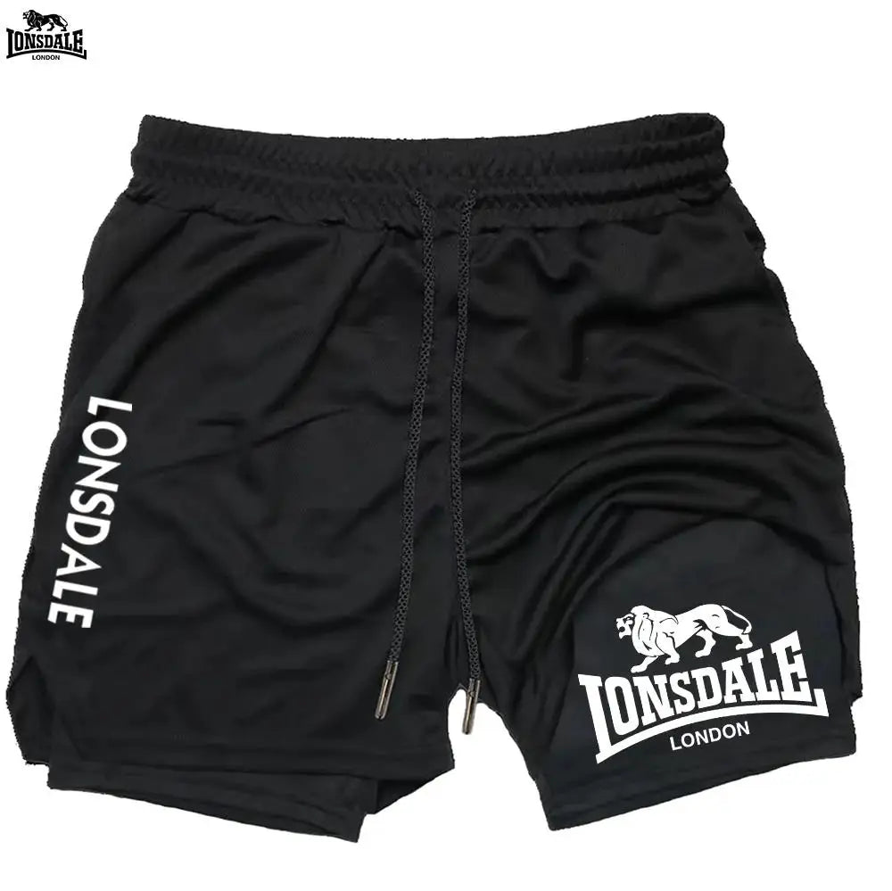 LONSDALE Men's Double Layer Two-in-One Sport Shorts Casual Quick-Drying Breathable Summer Running Clothing Short