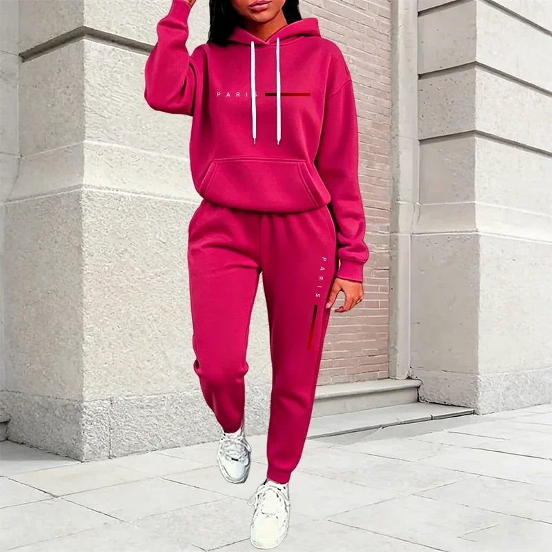 Hot Sales Women's Outfits Casual Hooded Sweatshirts Trousers 2 Pcs Suit Sports Jogging Clothes Autumn Winter Woman Pants Sets