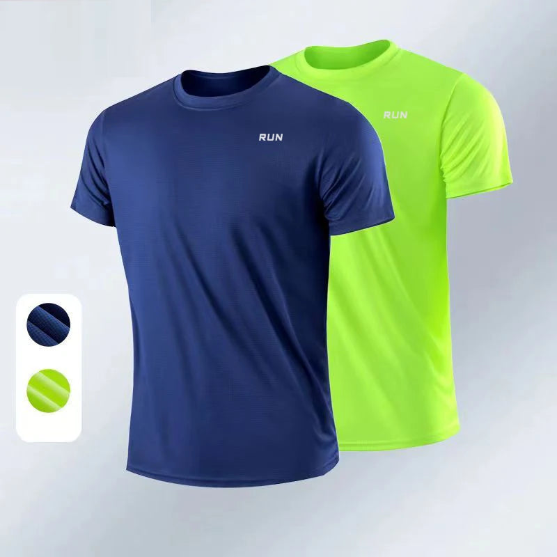 Men Bodybuilding Top Short Sleeve Gym Fitness t-Shirts Man Summer Quick Dry Football Running Shirt Sport Training Jersey Gymwear