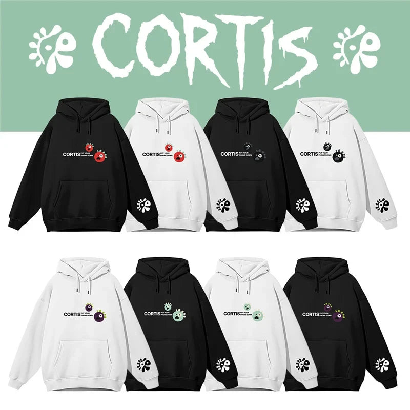 CORTIS 2026 Cartoon Monster Print Hoodie Unisex Y2K Hip Hop Pullover Sweatshirt Loose Streetwear Hooded Tops For Men Women