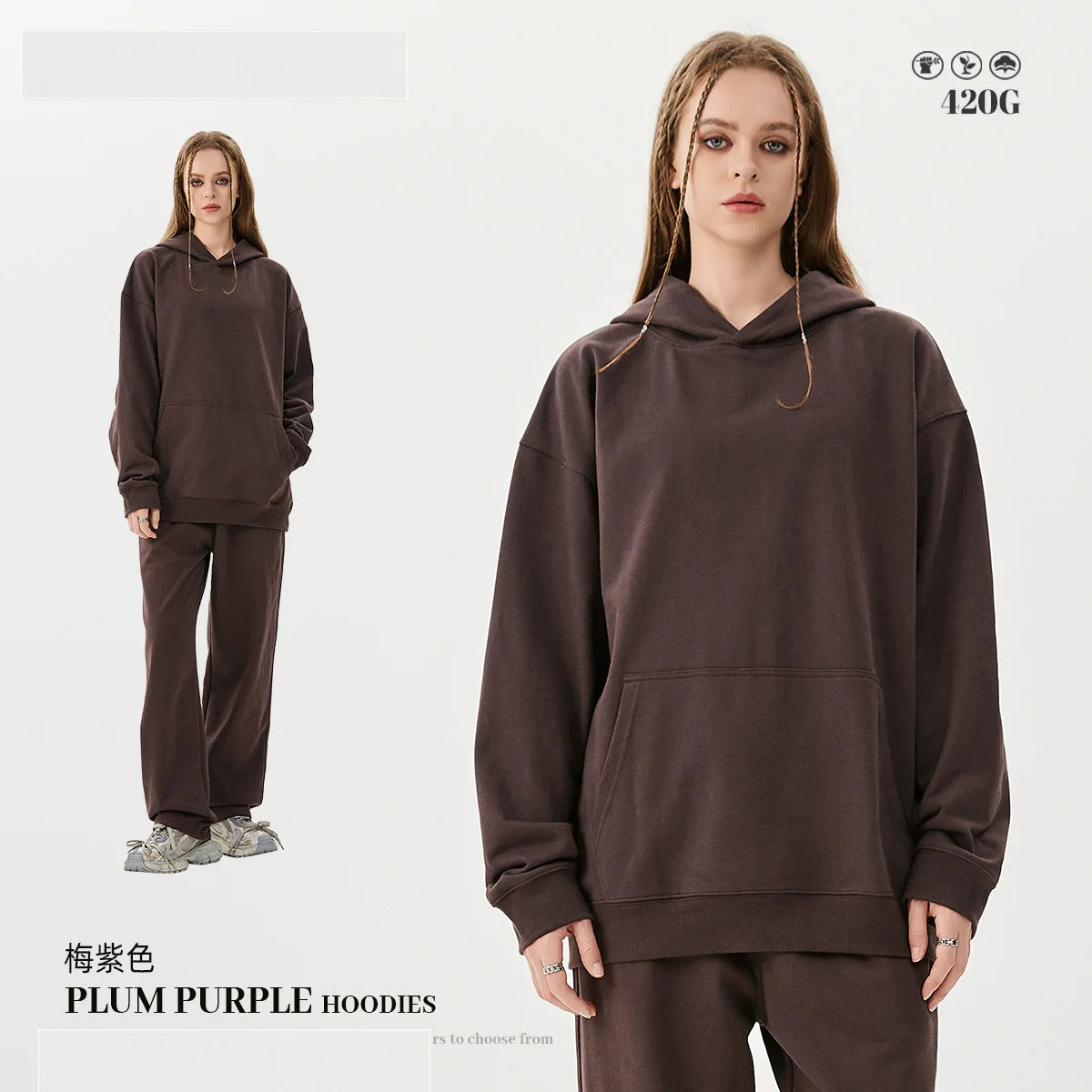 MAQVOB Top Quality Luxury Apparel 420g French Terry Tracksuit Euro US Size Spring Autum Oversize Full Hoodie Tracksuit for Men - ATFH