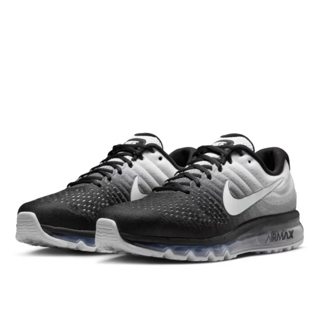 Nike's New Visual Full-Length Air Cushion Comfortable Shock-Absorbing Fitness Daily Men's Running Shoes Air Max Series Lightweight Durable Wear-Resistant Casual Shoes Black and White Gradient Color Trendy Versatile Sneakers a ATFH