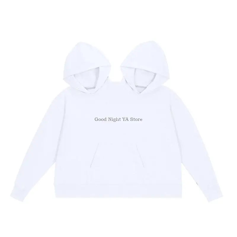 Couple Hooded Pullover Sweatshirts Two Person Funny Hoodie Tops Oversized Hoodie Cropped Long Sleeve Tops - ATFH