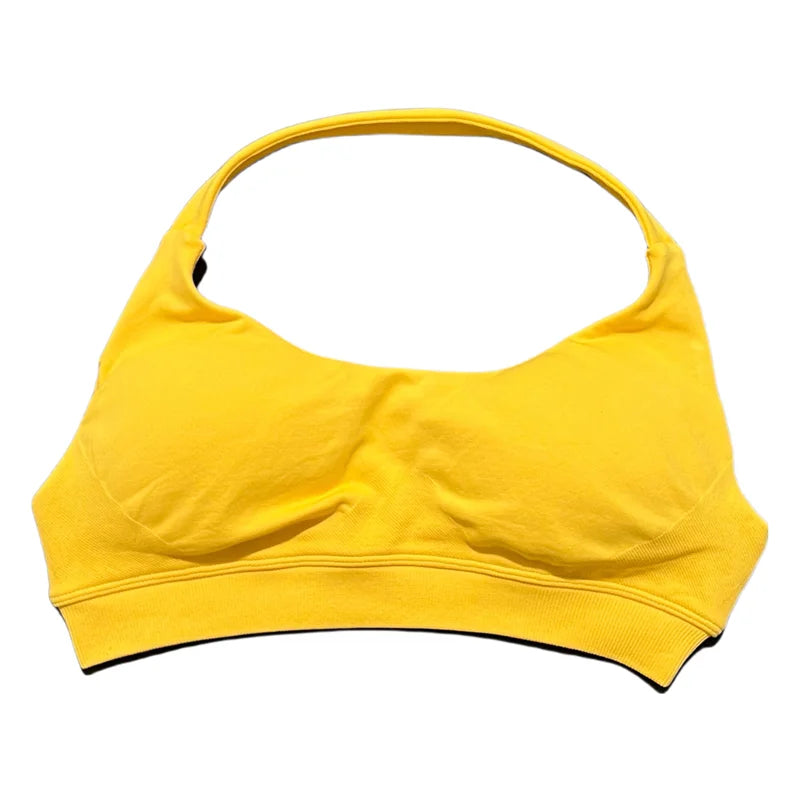 HISTELLO Women Seamless Halter Top Sports Bra High Support Push-up Open Back Pilates Gym Wear Fitness Yoga Workout Underwear - ATFH