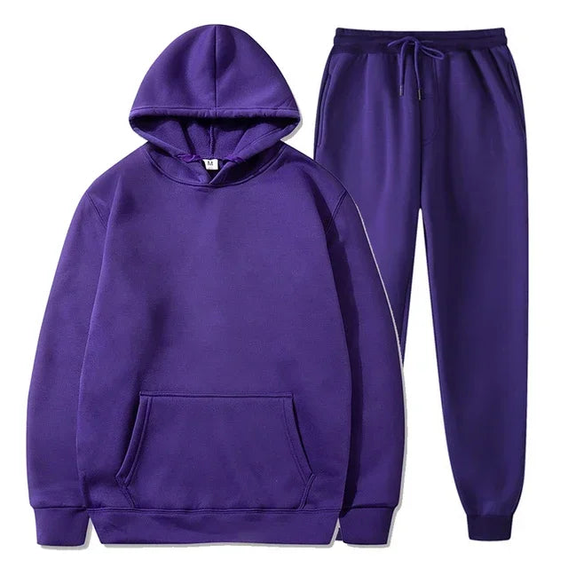 Basic Fleece Hoodies And Sweat Pants Set Men Jogger Set Wholesale Track Suit Sportswear Tracksuits Unisex Ensemble Jogging Homme ATFH