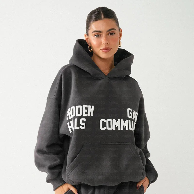 Streetwear Y2K Casual Baggy Sweatpants Drawstring Sports Pants Zipper Cardigan Fashion Digital Print Hooded Men Women Clothing - ATFH