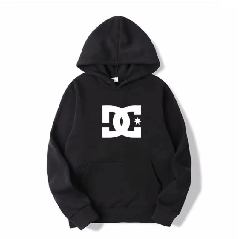 DC Letter Men's Hoodie Men's and Women's Fashion Simple Long Sleeve Sweatshirt Autumn and Winter Street Trend Large Gym Hoodie - ATFH