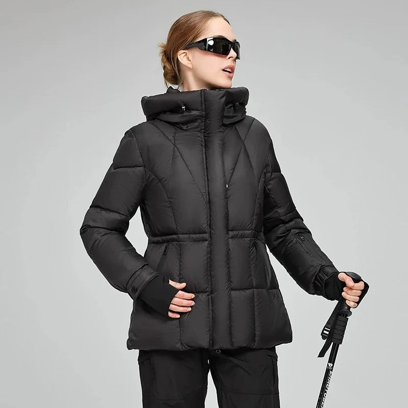 2025 Outdoor Sports Women's Winter Cotton-padded Jacket Hooded Parkas Windproof Coats Thicken Warm Slim Outerwear Casual Coats ATFH