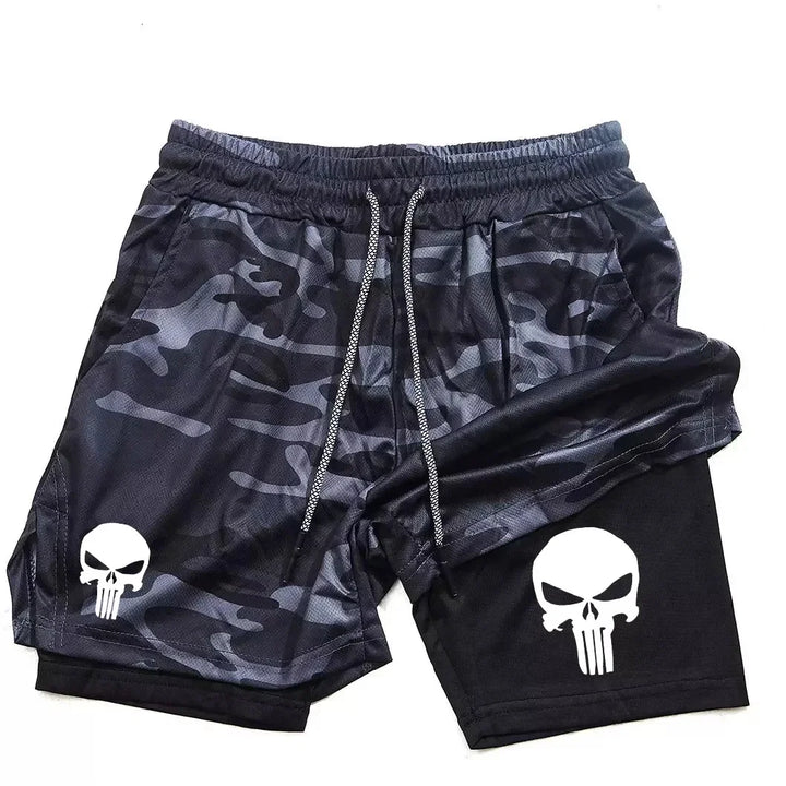 Summer Men's 2-in-1 Sports Shorts with Phone Bag, Quick Drying Fitness Running Shorts