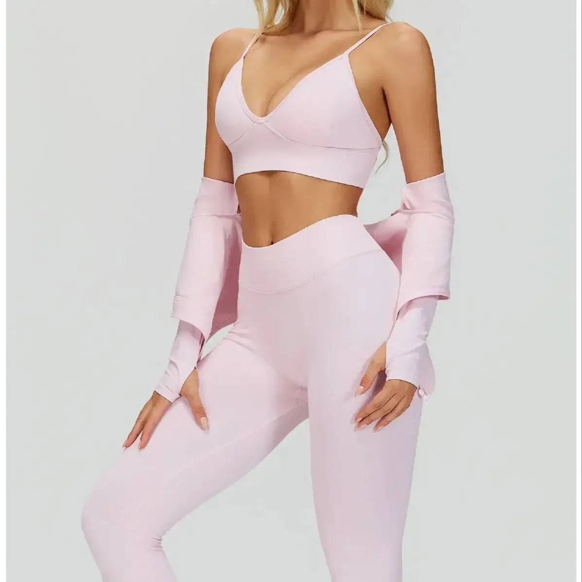 2/3PCS Seamless Tight Yoga Set Sexy Women Tracksuit Waist Cinching Slimming Quick Drying Fitness Set Running Exercise Sports Set - ATFH