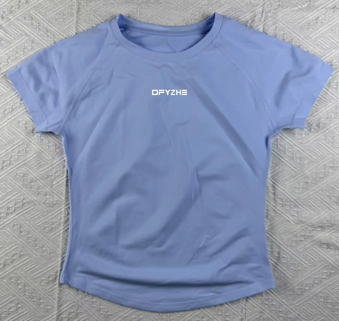 DFYZHE Impact Short Sleeve Top Women's Running Sports T-shirt Summer Short Sleeve Round Neck Elastic Yoga Fitness Top Breathable - ATFH