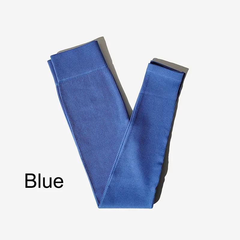 New Ribbed Seamless Yoga Pants High Waist Gym Leggings Sport Women Fitness Female Legging Tummy Control Running Tights - ATFH