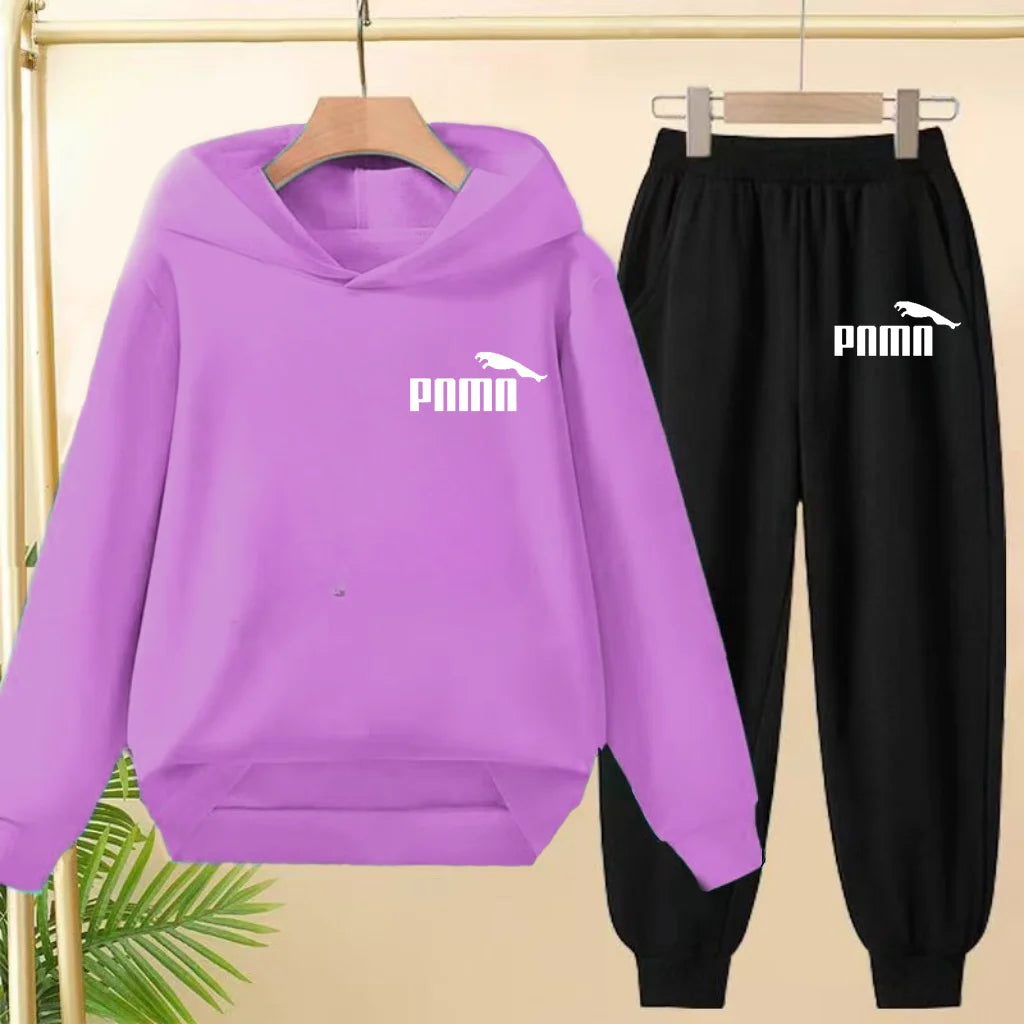 Leisure Children Hoodie Sportswear With Classic Prints Simple Elements Breathable Versatile Two-piece Set For Both Boy And Girl - ATFH