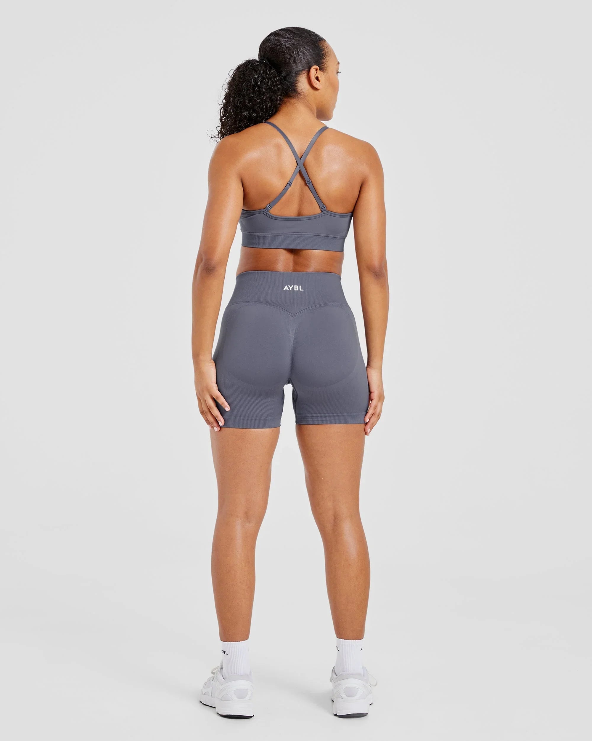 2 Pcs Impact Shorts Women Seamless Sports Yoga Pants Gym Clothes Fitness Workout Adapt Seamless Strappy Sports Bras Set Tahsi Fashion House