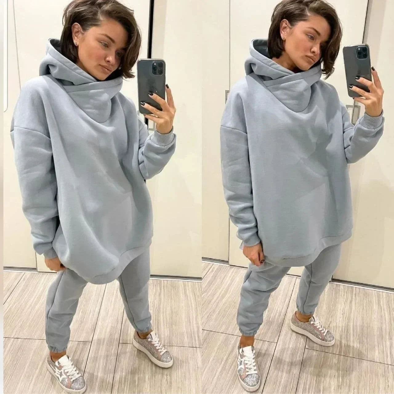 Sweatpants, Pants, Tracksuit, Female, Spring, Autumn, 2 Pcs Women's Long Sleeve Pullover Sports Set, Hooded Sweatshirt, Tops,