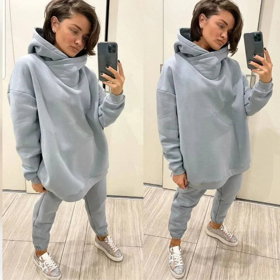 Sweatpants, Pants, Tracksuit, Female, Spring, Autumn, 2 Pcs Women's Long Sleeve Pullover Sports Set, Hooded Sweatshirt, Tops,