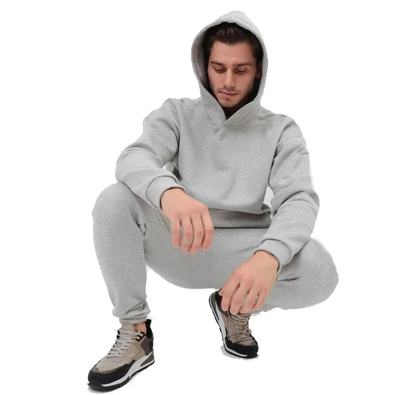 New in Hoodies & Sweatshirts Autumn and Winter Thick Fleece Sports Men's Women's Warm Hoodie Two-piece Set Tracksuits for Man - ATFH