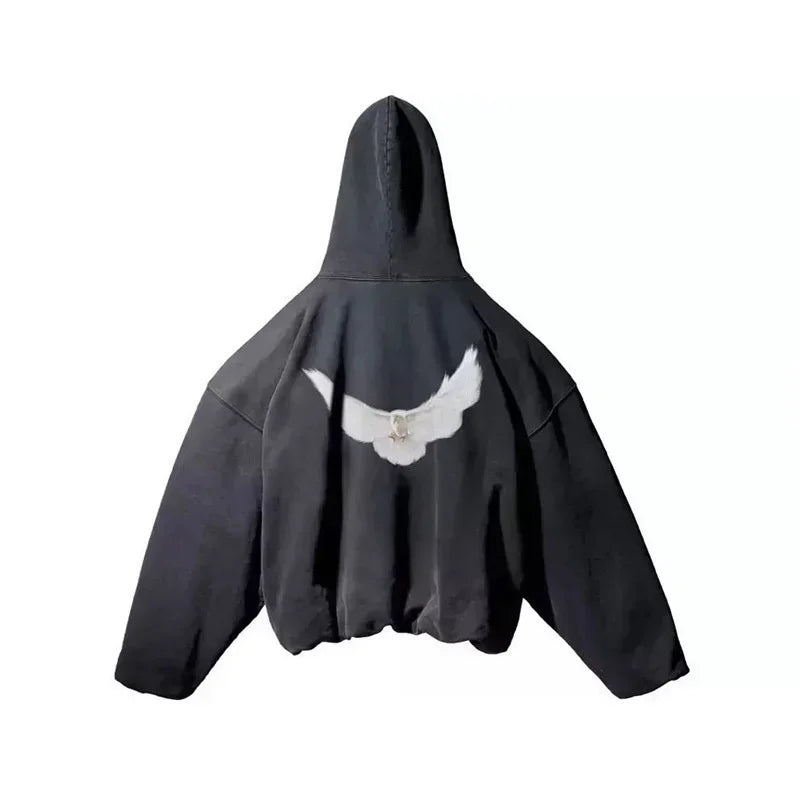 Double Layer Heavy Fabric YZY Kanye West Hoodie Men Women 1:1 Best Quality Dove Print Season 6 Oversized Pullover - ATFH