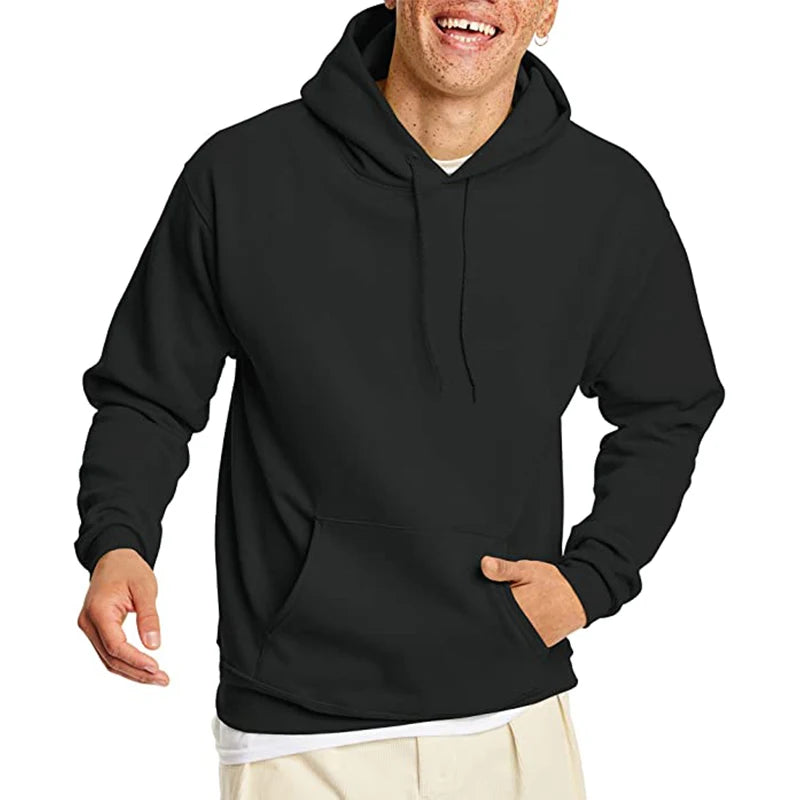 2026 men's and women's new hooded sweatshirt men's solid color sweatshirt women's and men's long sleeved inserted pocket pullove - ATFH