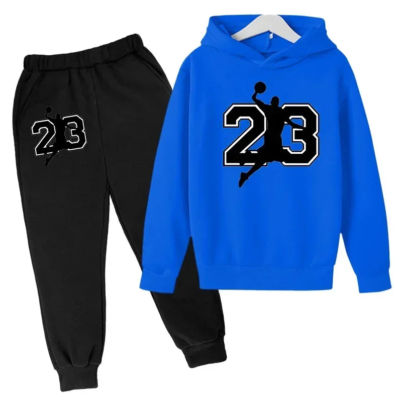 Pullover Toddler SuitChildren Basketball  Clothing Hoodies+Pant Set Girls Boys 3-12 Years Kids Coat Spring Autumn Sports - ATFH
