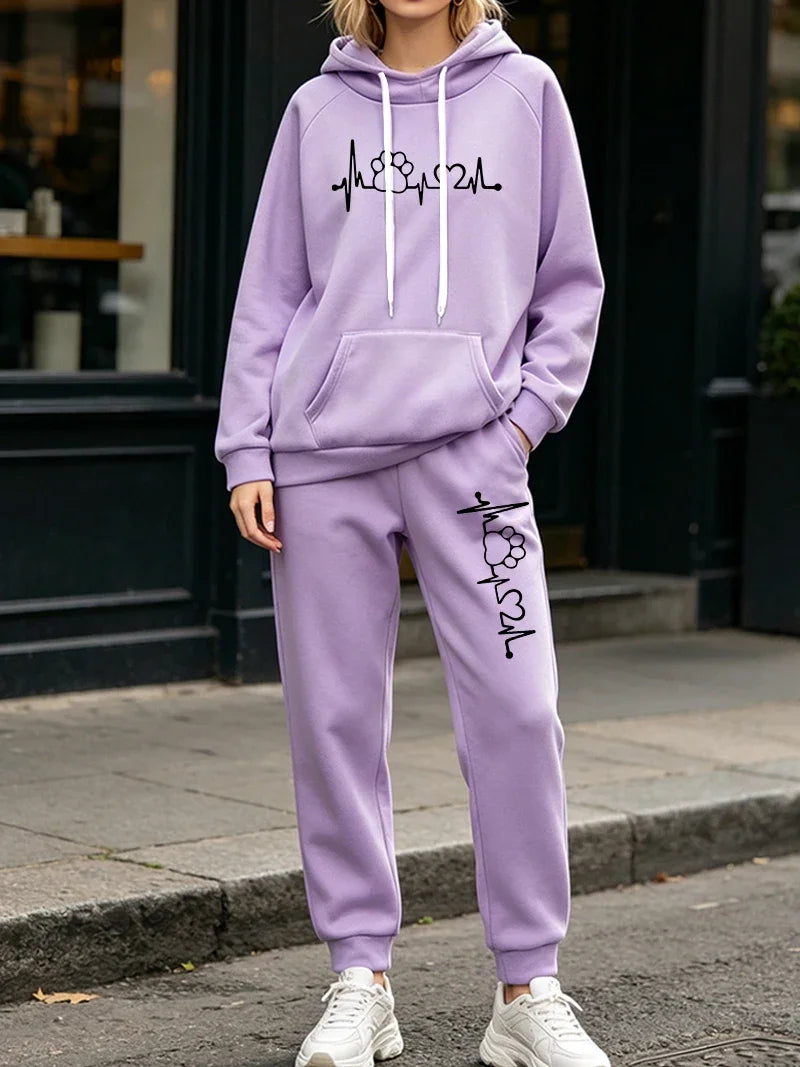 Autumn Winter Womens Pants Sets Fashion Tracksuit Casual Hooded Sweatshirt Sweatpants 2 Pcs Suit Outdoor Sports Clothing Outfits