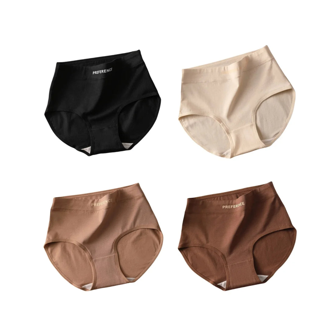 4Pcs/Set Women High-Waist Briefs Tummy Control Panties Soft & Breathable Cotton Underwear Plus Size Comfort Lingerie M-XXL