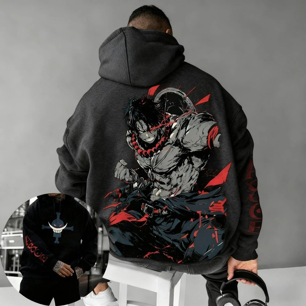 2026 New One Piece Portgas D Ace Printed Hoodie Sweatshirt Men's and Women's Hoodie Men's Tops Sports Hoodie Harajuku Y2K Hoodie - ATFH
