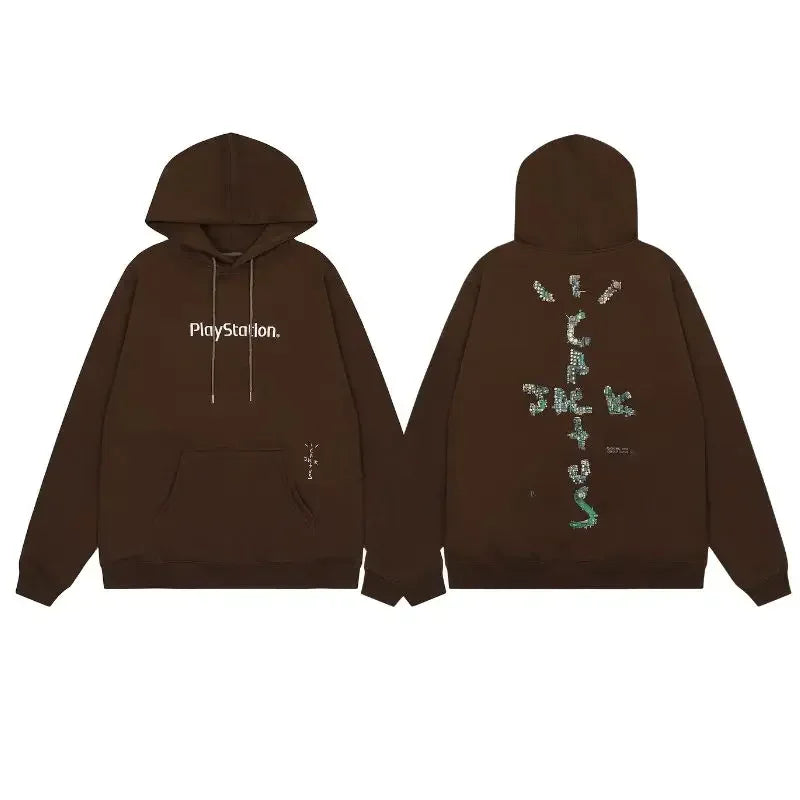 Winter Brown Fleece Utopia Jackets High Quality Vinatge Print Zipper Hoodie Hiphop Street Cactus Jack Hoodys Men Women Cleanfit - ATFH