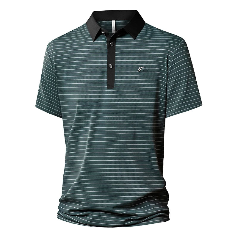 Outdoor Casual Commercial Affairs Men Polo Shirt New Loose Stripe Comfort Breathable Tops Summer Fashion Versatile T Shirt Men
