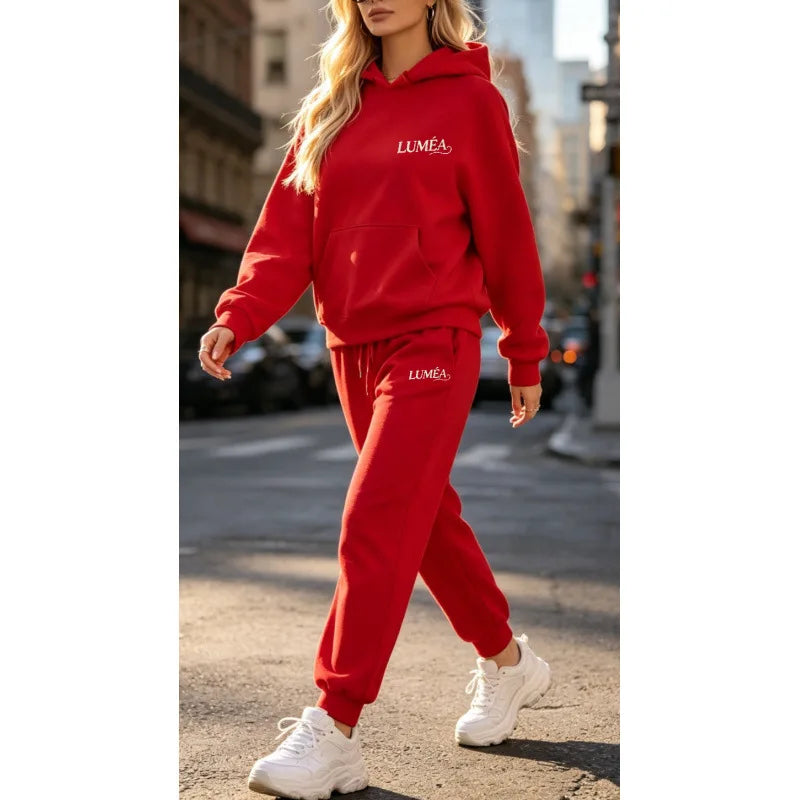 Women's Tracksuit Hoodies Trousers 2PCS Suit Winter Sports Jogging Outfits Fashion Street Designer Clothes for Women Pants Set