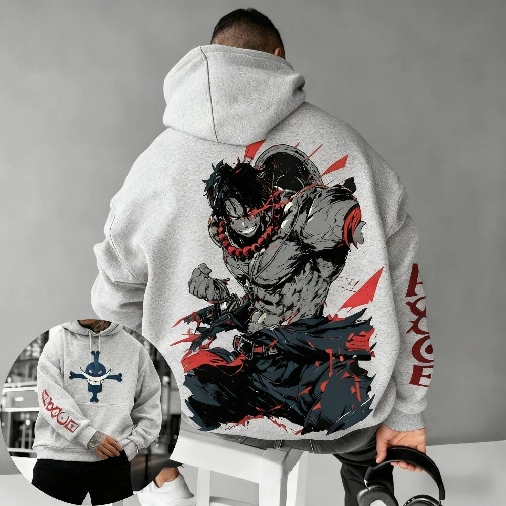 2026 New One Piece Portgas D Ace Printed Hoodie Sweatshirt Men's and Women's Hoodie Men's Tops Sports Hoodie Harajuku Y2K Hoodie - ATFH