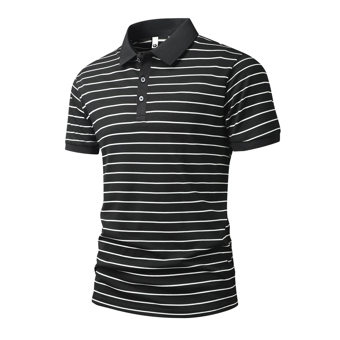 Summer POLO Shirt New Men's Light Luxury Ice Silk Striped Lapel Business Style Casual Short Sleeves
