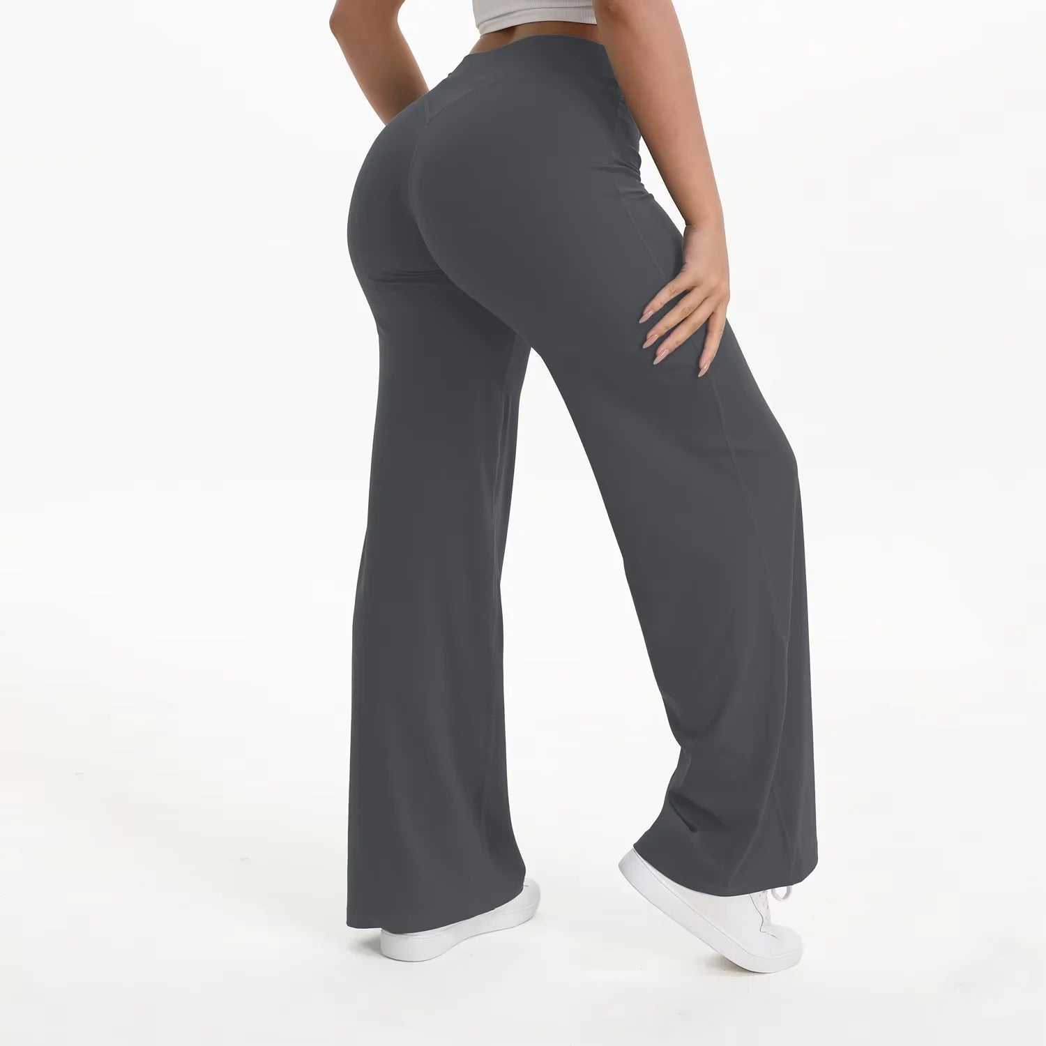 SoftMotion Straight Leg Bottoms Women's Mid-Waist Yoga Pants GYM Leggings Naked Feel Pilates Running Sports Trousers ATFH