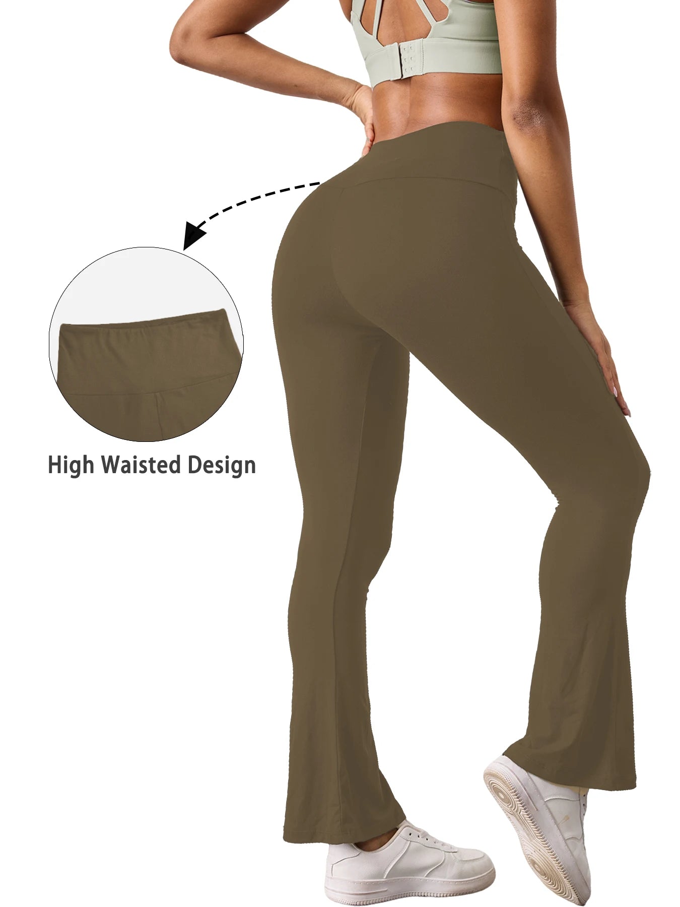 Women's Super Soft Flare Pants High Waisted Tummy Control Workout Yoga Push Up Gym Fitness Long Leggings Bell Bottoms ATFH