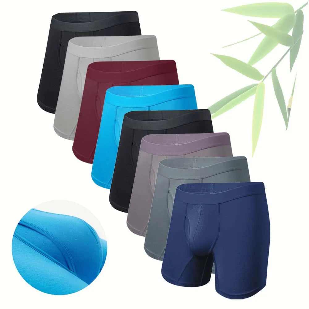 8Pcs Bamboo Fiber Boxers Man Breathable Long Boxer Soft Touch Men's Clothing U Convex Male Underpants Anti-Curling Underwear Man