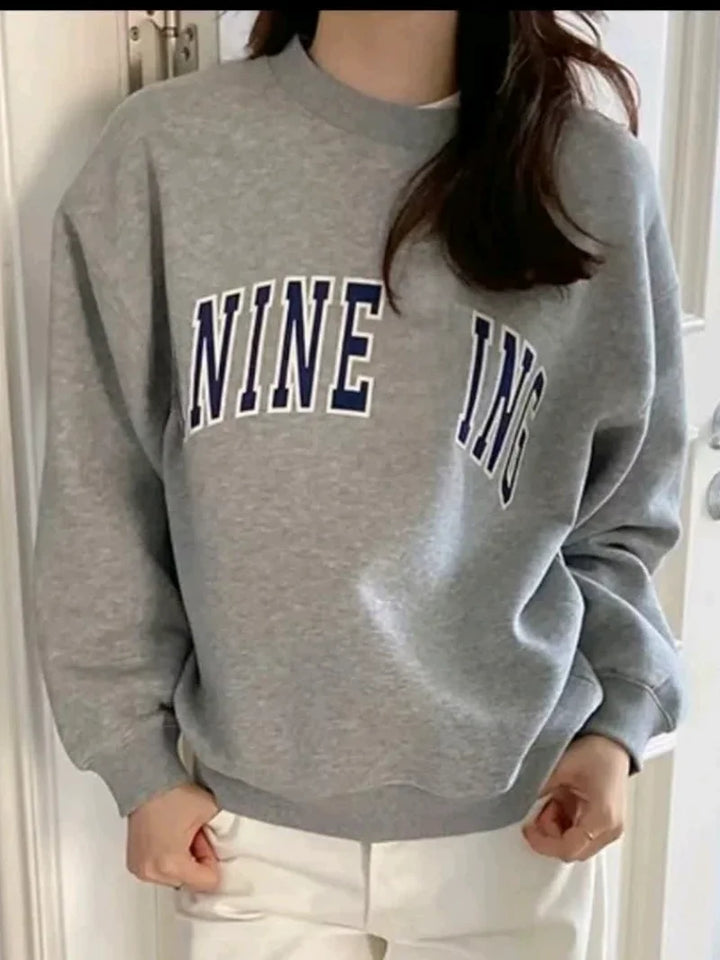Grey hoodie for women, comfortable and casual, letter printed pure cotton warm sportswear for autumn 2025 - ATFH