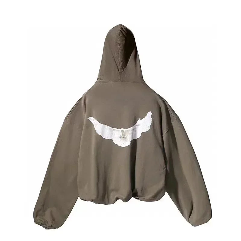 Double Layer Heavy Fabric YZY Kanye West Hoodie Men Women 1:1 Best Quality Dove Print Season 6 Oversized Pullover - ATFH