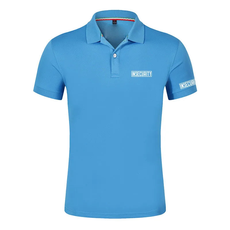 Insecurity Men's Short Sleeve Solid Color Polo Shirt Breathable Comfortable Elastic Top New Arrivals Casual Business Style