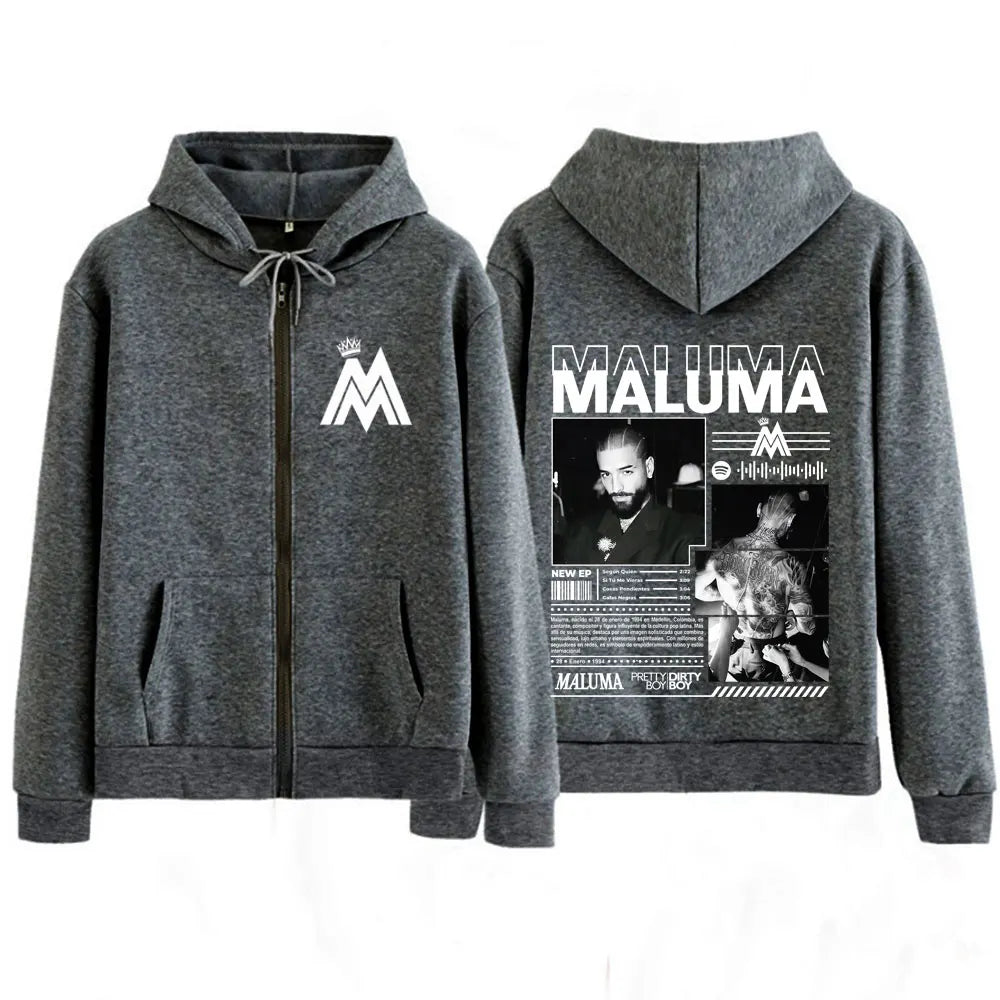 Rapper MALUMA Album Tour 2025 Zipper Hoodie Men Women Fashion Loose Jacket Coats High Quality Casual Hip-hop Vintage Sweatshirts