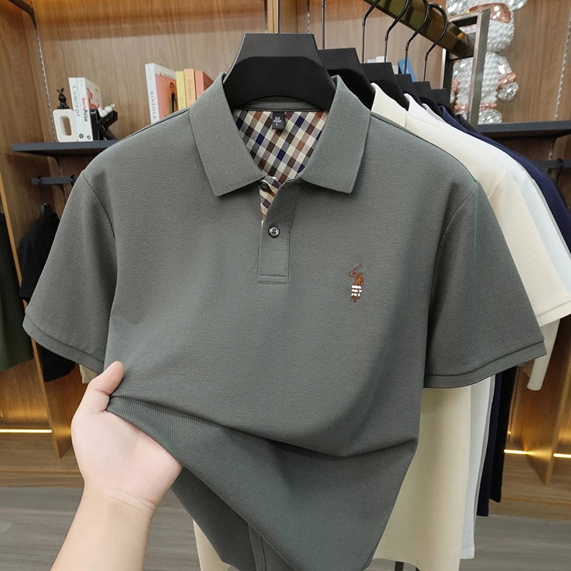 2026 New High End Men's Polo Top Summer Men's Style Fashionable and Comfortable Collar Breathable Top Trendy