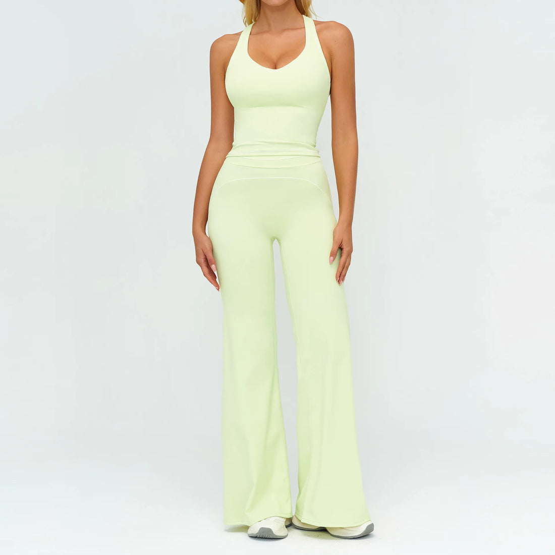2PCS Yoga Set Gym Clothes Outdoor Sports Outfits Women Tracksuit Gym Fitness Suits Workout Long Sleeved Flared Pants Sportswear - ATFH