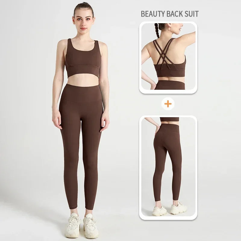 2 Pieces  Women Yoga Set Sport Suit Gymwear Workout Clothes Gym Crop Top High Waist Legging Fitness Bra Set Sports Suit👚👚 - ATFH