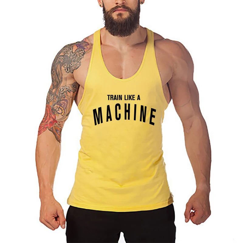 Men's Summer Breathable Gym Clothing for Men Cotton Running Vests Fitness Tank Tops Loose Workout Stringer Sleeveless Shirt