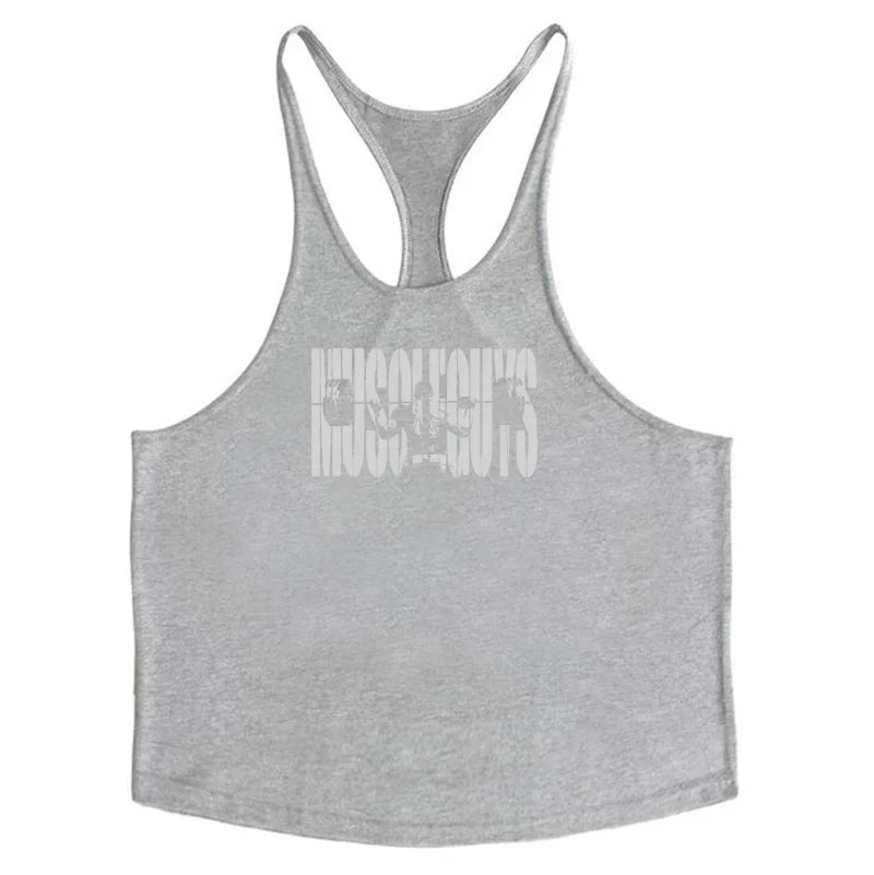 Muscle guys Gyms Tank Top Men Workout Clothing Bodybuilding Stringer Men Vests Cotton Y back Singlets debardeur fitness homme