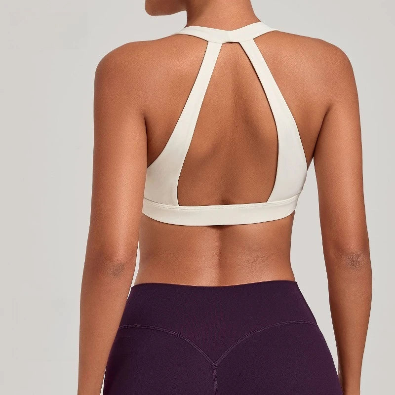 New Samless Women's Gym Workout Sports Bras Gathering Anti-Shake Halter Strap Yoga Bra Tight Outdoor Sports Running Fitness Top - ATFH