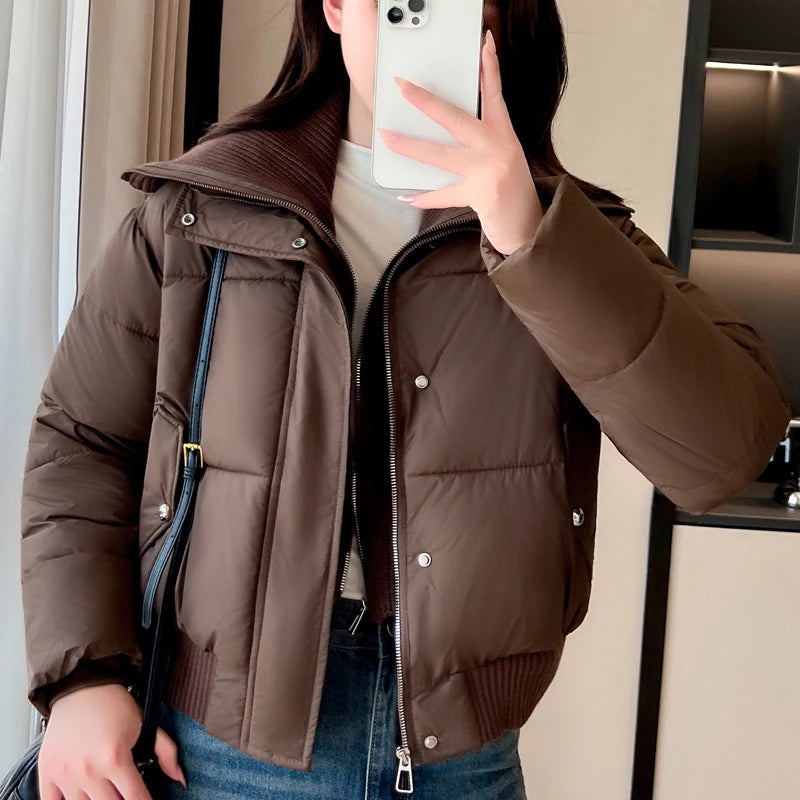 Fashion Winter Coat Female Short Parkas Long Sleeve Loose Thick Warm Women's Jackets ATFH