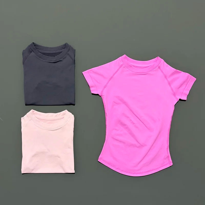 HISTELLO Sports Short Sleeve Top Seamless Yoga Leotard Clothing Women Gym T Shirts Workout Running Shirts Fitness Sports Vest - ATFH