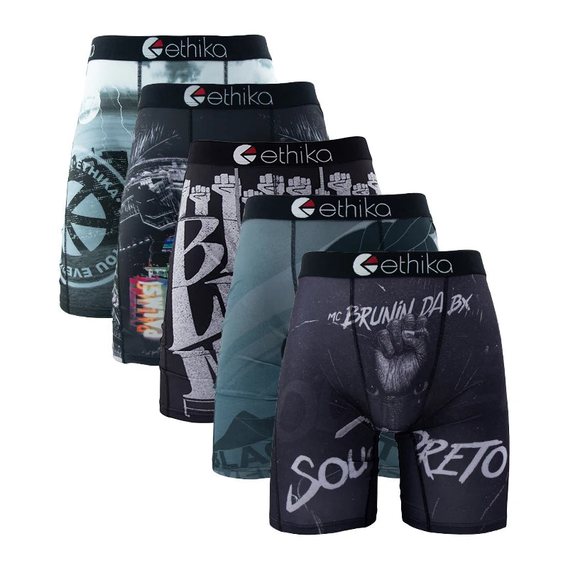 ETHIKA 5Pcs Men Underwear Breathable Mesh Crotch Man Swimming Underpants Plus Size L-3XL Mens Panties Sexy Men's Boxershorts
